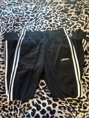 adidas Black Jogger Pants with White Side Stripes